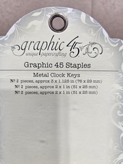 GRAPHIC 45 Staples Metal Clock Keys 6/Pkg Antique Brass 2″X1″ To 3″X1.125″ 6 PCS