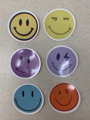 NEW Smile Face Sticker lot of 6 Decals 2” Happy Water Bottle Laptop Skateboard