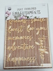 P13 Light Chipboard Embellishments Bundle 11 asst 4×6″ frame w/engraved pieces