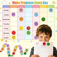 2000 Pcs Rainbow Glitter & Colorful Smile Face Stickers – 1 Inch Happy Face Rewa