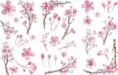 3 Sheets Cherry Blossom Tree Flower Washi Stickers Decals for Scrapbook Card Mak