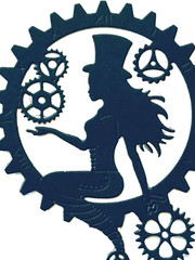 MERMAID/ MERMAIDS, STEAMPUNK! SITTING ON & IN GEARS, SILHOUETTE DIE CUT/ CUTS