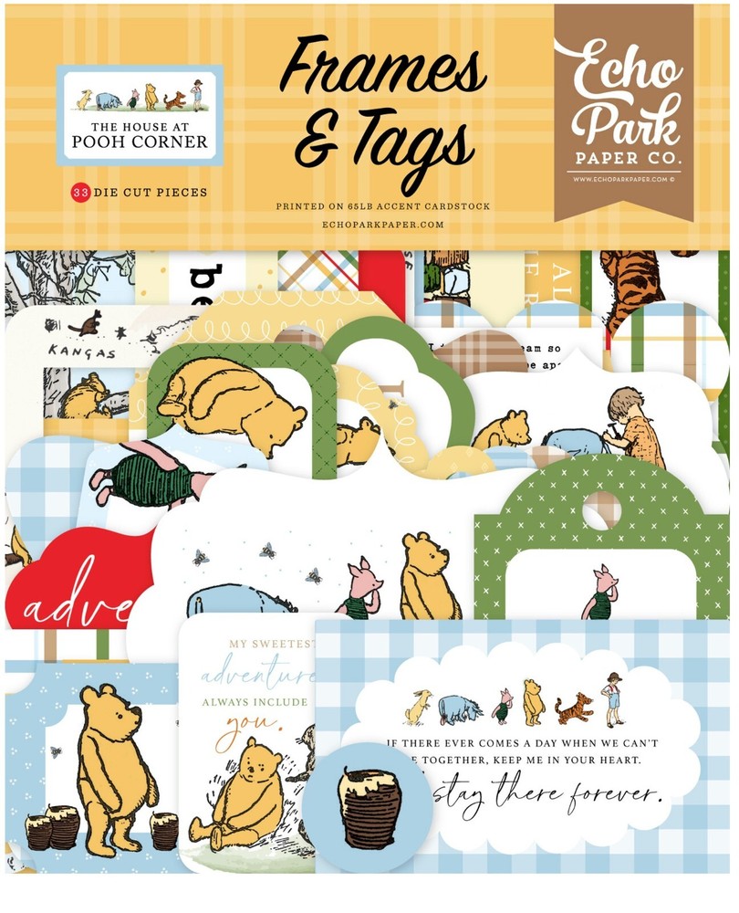 Echo Park Paper THE HOUSE AT POOH CORNER Frames & Tags Die Cut Cardstock Pieces