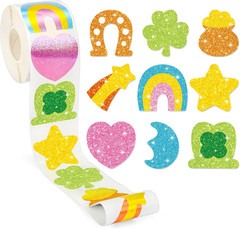 Whaline St. Patrick’s Day Stickers Roll Holographic Seal Stickers Sparkly Funny