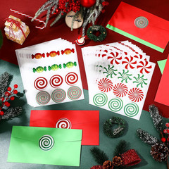 360 Pcs Christmas Candy Stickers 2 Inch Peppermint Christmas Envelope Seal Stick