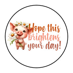 SMALL BUSINESS STICKERS ENVELOPE SEALS LABELS 1.5″ ROUND (30) TAGS PIG FLORAL