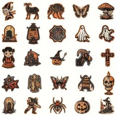 50pcs Retro Halloween Stickers Lot PVC Horror Junk Journaling Craft Scrapbooking