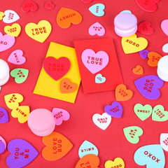 500 Pieces Valentine’S Day Heart Shaped Foam Stickers in Pure Color Printed Lett