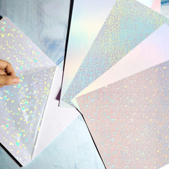 36 Sheets A4 Holographic Paper Sticker Transparent Waterproof Self Adhesive Film