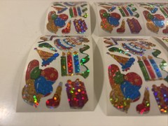 Vtg 1980s stickers Hambly Studios Mylar Foil Shiny Birthday Stickers Set 6 (a21