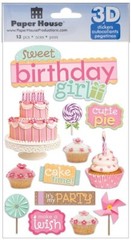 Sweet Birthday Girl – 3D scrapbook stickers – Paper House STDM-0181