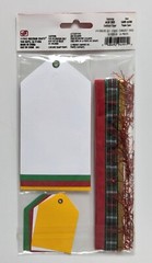 Paper Bliss Christmas Chalked Tags & Ribbon For Scrapbooking Gifts Crafts 16 Pcs
