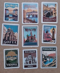 International Cities Themed Stickers – Lot of 9