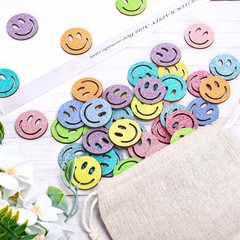 Glitter Smile Extra Tokens Reward Jar 45 PCS Happy Face Wooden Cutouts Classroom
