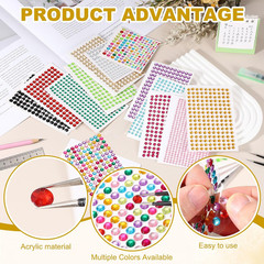 5 Sheet/2250Pcs Rhinestone Adhesive Stickers Self Adhesive Acrylic Gem Sticker 3