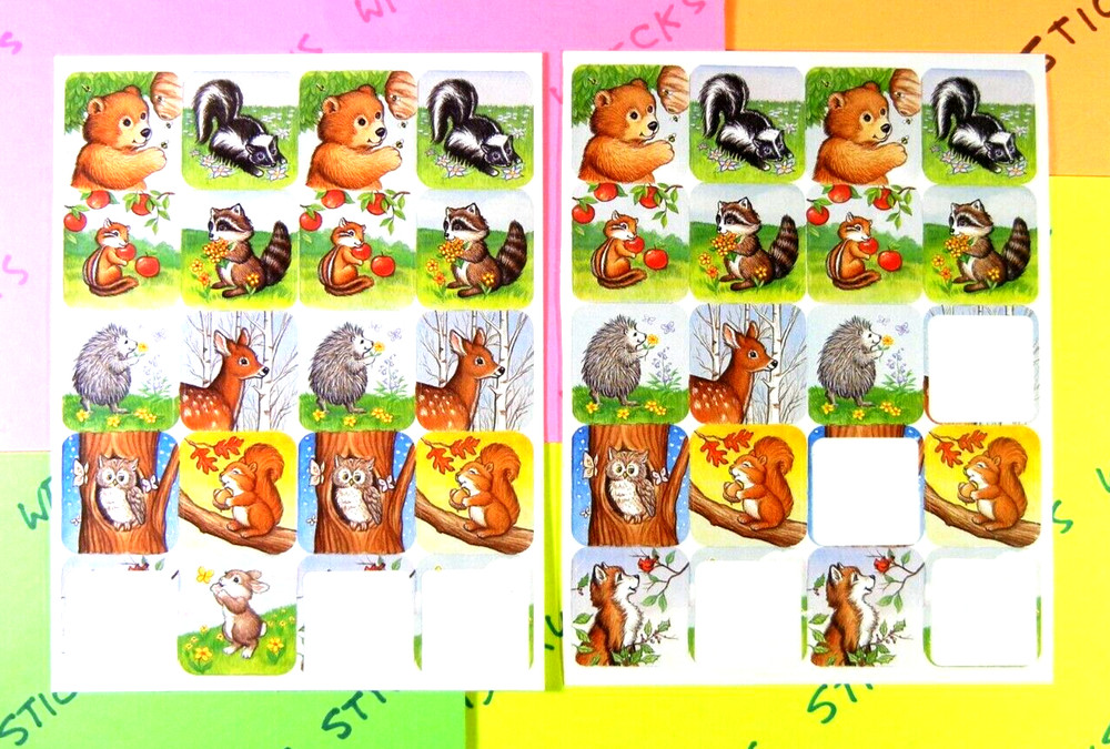 Vintage Woodland Animals Sticker Sheet Partials Eureka