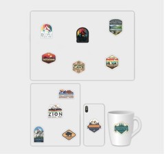 100pcs National Park Stickers, Outdoor Camping Traveling,191