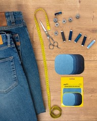 Zefffka Denim Iron-On Jean Patches Strongest Glue 100 Cotton Assorted Shades Of