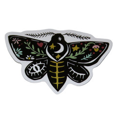 Cosmic Nature Moth Eye Flowers Vines Moon Stars Sticker