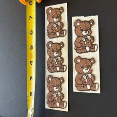 Lot Of 5 Vintage 1980’s Soft Fuzzy Teddy Bear 2” Sticker Brown White Bow Tie