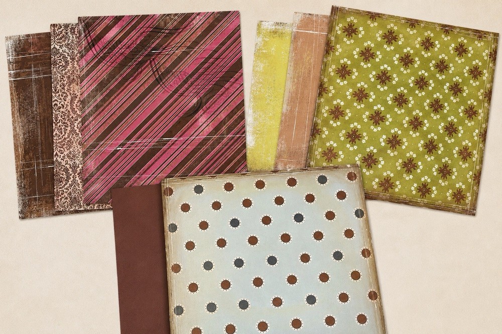 Basic Grey, Crate Papers Lot Bundle Scrapbooking Paper Card Making