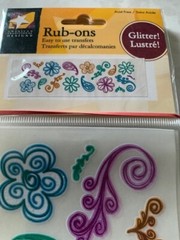 RUB-ONS AMERICAN TRADITIONAL DESIGNS GLITTER SWIRLS FLORAL FLOWER DOODLES RUB-ON