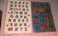 Vintage Stickers American Greetings Sparkle Butterflies /Alphabet Lot 2 Sheets