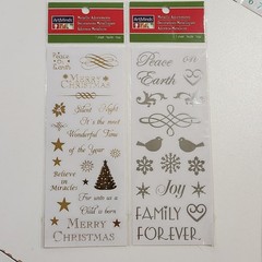 ArtMinds Metallic Adornments Christmas Holiday Stickers Sheet Letters Shiny Foil