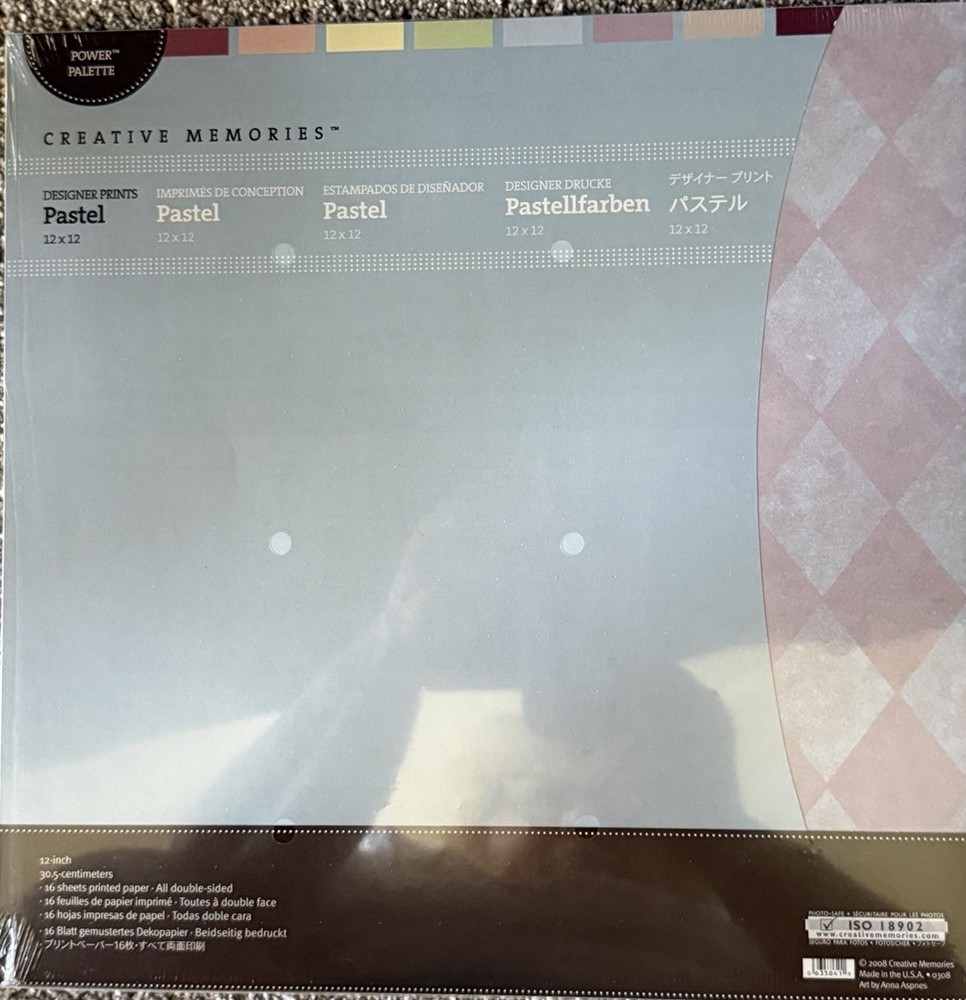 Creative Memories 12 X 12 Pastel Designer Print Paper & 6 Sticker Pages