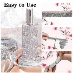 3 Rolls Self Adhesive Rhinestone Ribbon Stickers Rhinestone Strips Diamond Ri…