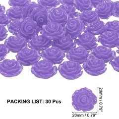 20mm Rose Flower Resin Cabochon, 30 Pcs Mini Rose Flower Resin, Violet