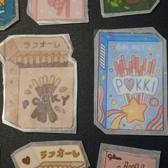 Hand Crafted and Cut Pocky Food & Drink Themed Stickers 15 pack