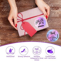 1120 Pcs Thank You Cards and Stickers Set, Include 120 Holographic Style