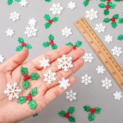 Jetec 150 Pcs Tiny Resin Christmas Snowflake Decorations Small, White, Green