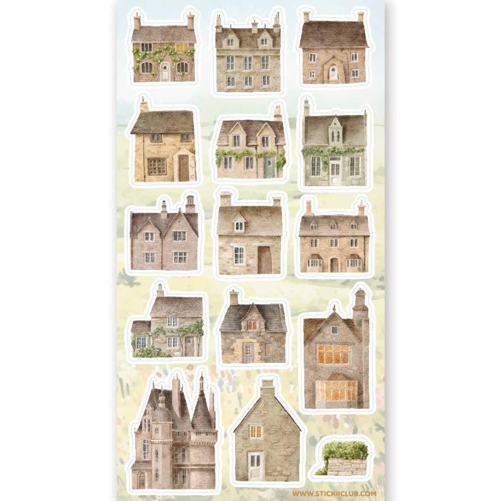 Stickii – House Stickers – Charming Cottages Sticker Sheet – Stationery & Crafts