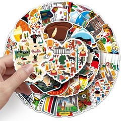 50 PCS Germany Travel World Stickers City Landmark Vacation Waterproof Vinyl