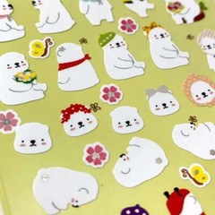 CUTE COZY POLAR BEAR STICKERS Fun Paper Sticker Sheet Kawaii Kid Craft Scrapbook