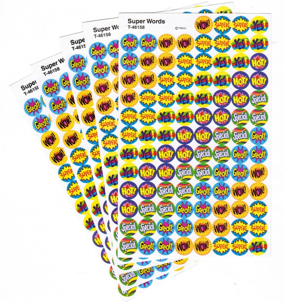 5 Sheets Praise Mini Reward 500 Scrapbook Stickers!! SUPER WORDS! WOW! Yes! HOT!