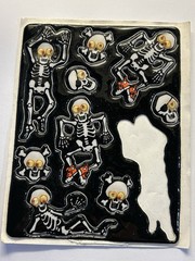 Vtg Hallmark Googly Wiggle Eyes Puffy Skeleton Skull Stickers Halloween Missing1