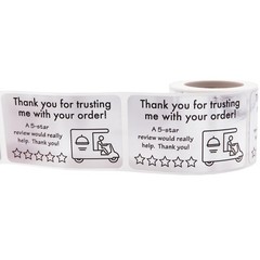 Thank You for Your Order 5 Star Food Delivery Labels 1.5 x 2.5 Inch 100 Total…