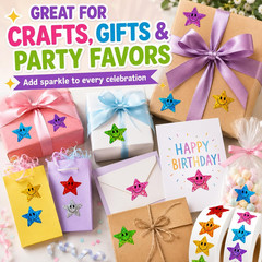 1000 PCS Glitter Star Stickers for Kids, 1 Inch Sparkly Foil Reward Stickers, 10
