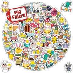 100Pcs Easter Stickers for Kids, Bunny Stickers Vinyl Waterproof Stickers Pac…