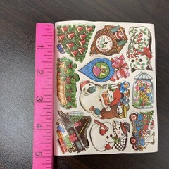 Retro Christmas Santa Holly Lick N Stick seals, 10 on sheet 9 Sheets 90 Total