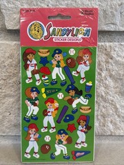 Vintage Sandylion Stickers BASEBALL SOFTBALL GIRLS 2 maxi sheet New in package
