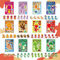 24 PCS Dinosaur Sticker for Kids, Make Your Own Dinosaur Sticker Sheets 12 Desig