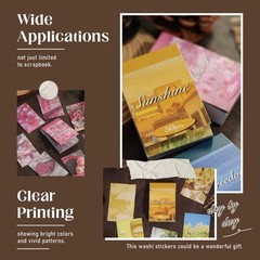 Bomichi Washi Stickers, 6 Sets 300 Pcs Aesthetic Sticker Book for Colorful