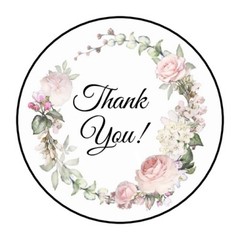 30 Pretty Flower Thank You Envelope Seals Labels Stickers 1.5″ Round Rose floral