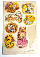 3 Vtg 1980 Sticker Sheets Current Inc Easter Bunnies Flowers Eggs Chicks Lamb