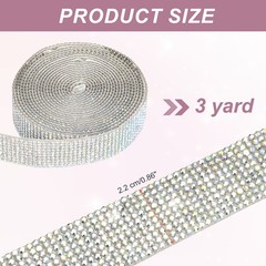 Rhinestone Ribbons 0.8″ x 3 Yard Self-Adhesive Rhinestone Strips (Multicolor AB)