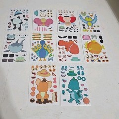 Make A Face Stickers, 10 Sticker Sheets 4″x6″ Different Animals Panda Shark Lion